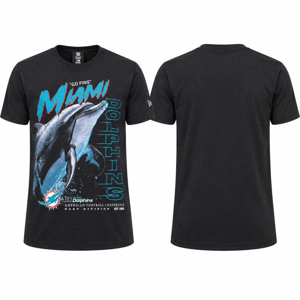 NEW Miami Dolphins New Era Go Fins Dolphin Graphic T-Shirt Black Men’s Small